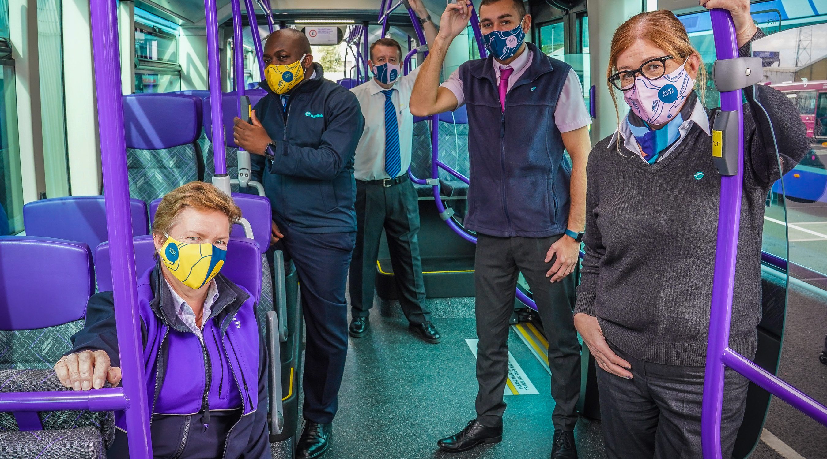 Translink Staff wearing face coverings on Glider