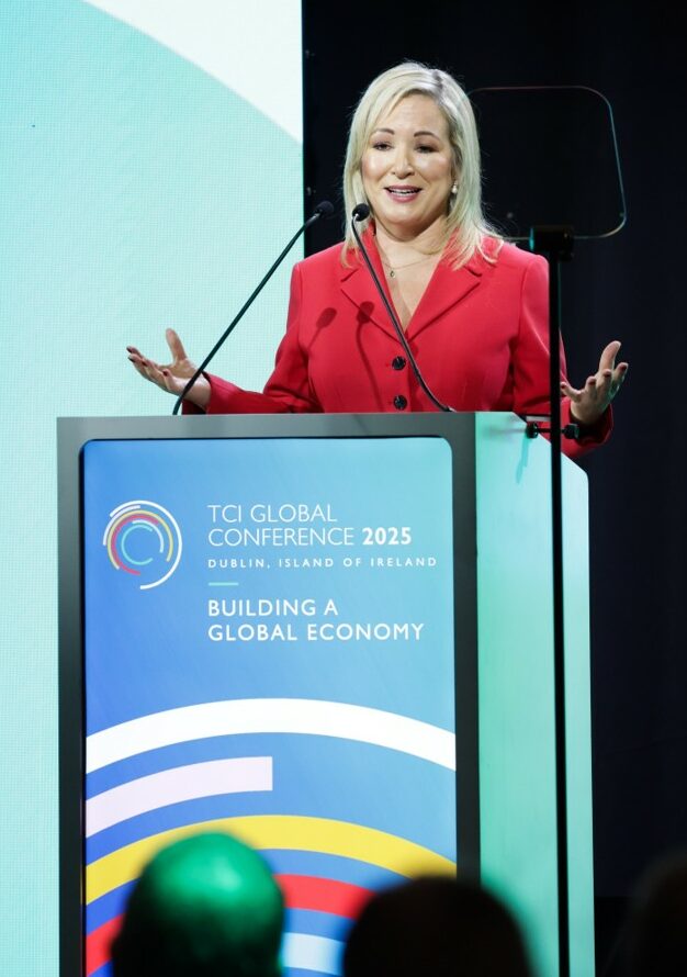 First Minister of Northern Ireland Michelle O'Neill speaking at TCI Global Conference 2025